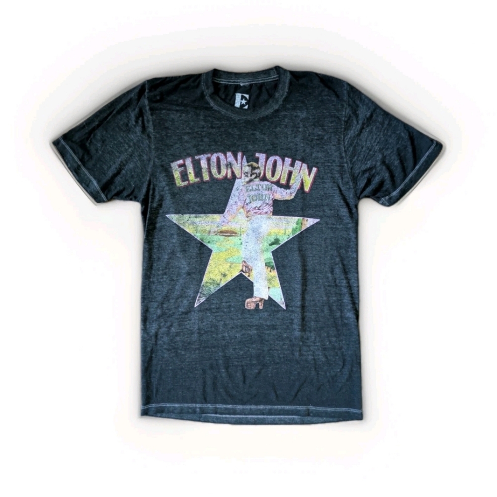 Elton John Farewell Yellow Brick Road Concert Tour T-Shirt 2022 Med Grey Burnout